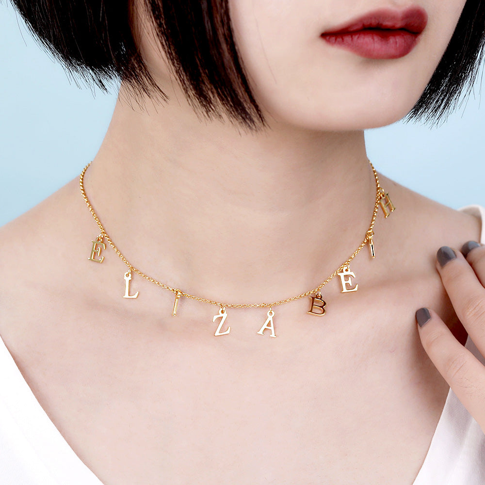 Elegant Initials: Personalized Name Choker in S925 Sterling Silver