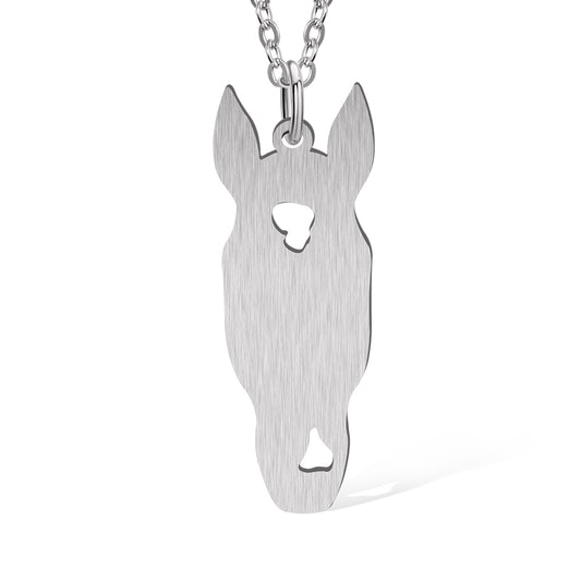 Customized Sterling Silver Horse Head Silhouette Necklace