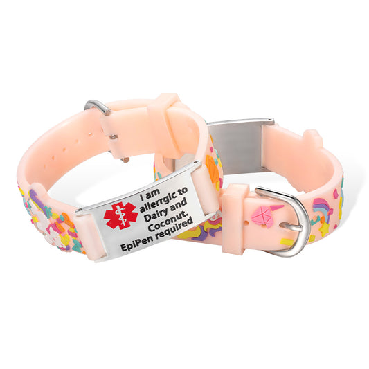 Custom Cartoon Medical Alert Bracelet - Child-Friendly ID Band for Health Safety - Perfect Gift for Kids with Allergies