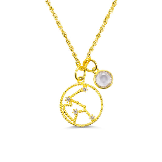 Celestial Signature: Personalized Zodiac Necklace with Birthstone- The Perfect Birthday Gift